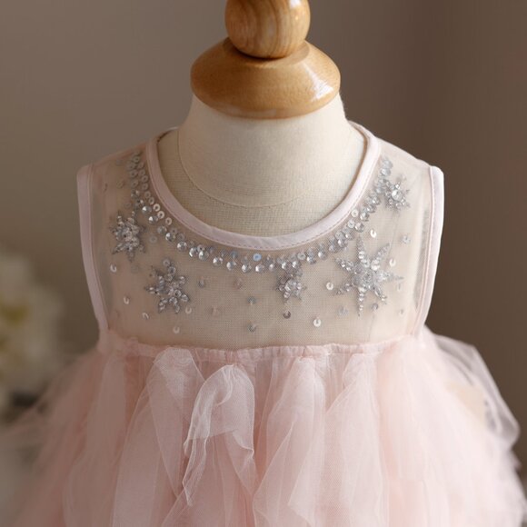 Tutu Du Monde Pink Tulle Dress Silver Sequins Beads Party Portrait 12-18 Months - Picture 4 of 8